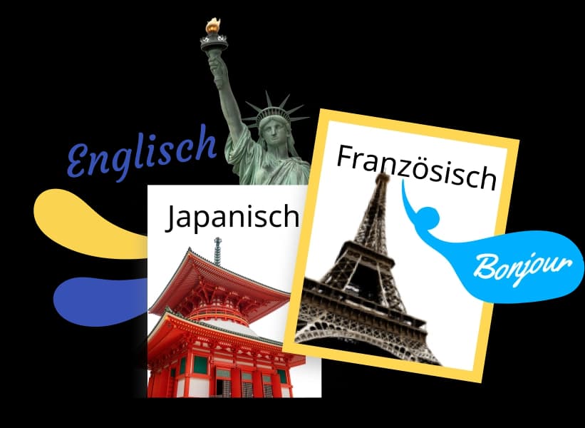 Rosetta Stone-Sprachauswahlkacheln für Englisch, Japanisch und Französisch.